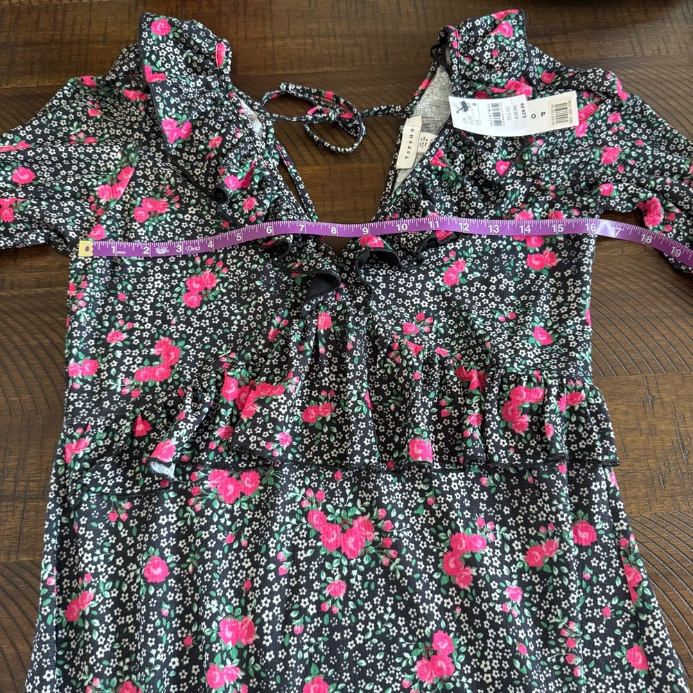 TOPSHOP RUFFLE FLORAL PRINT MINI DRESS MEDIUM - Picture 4 of 8
